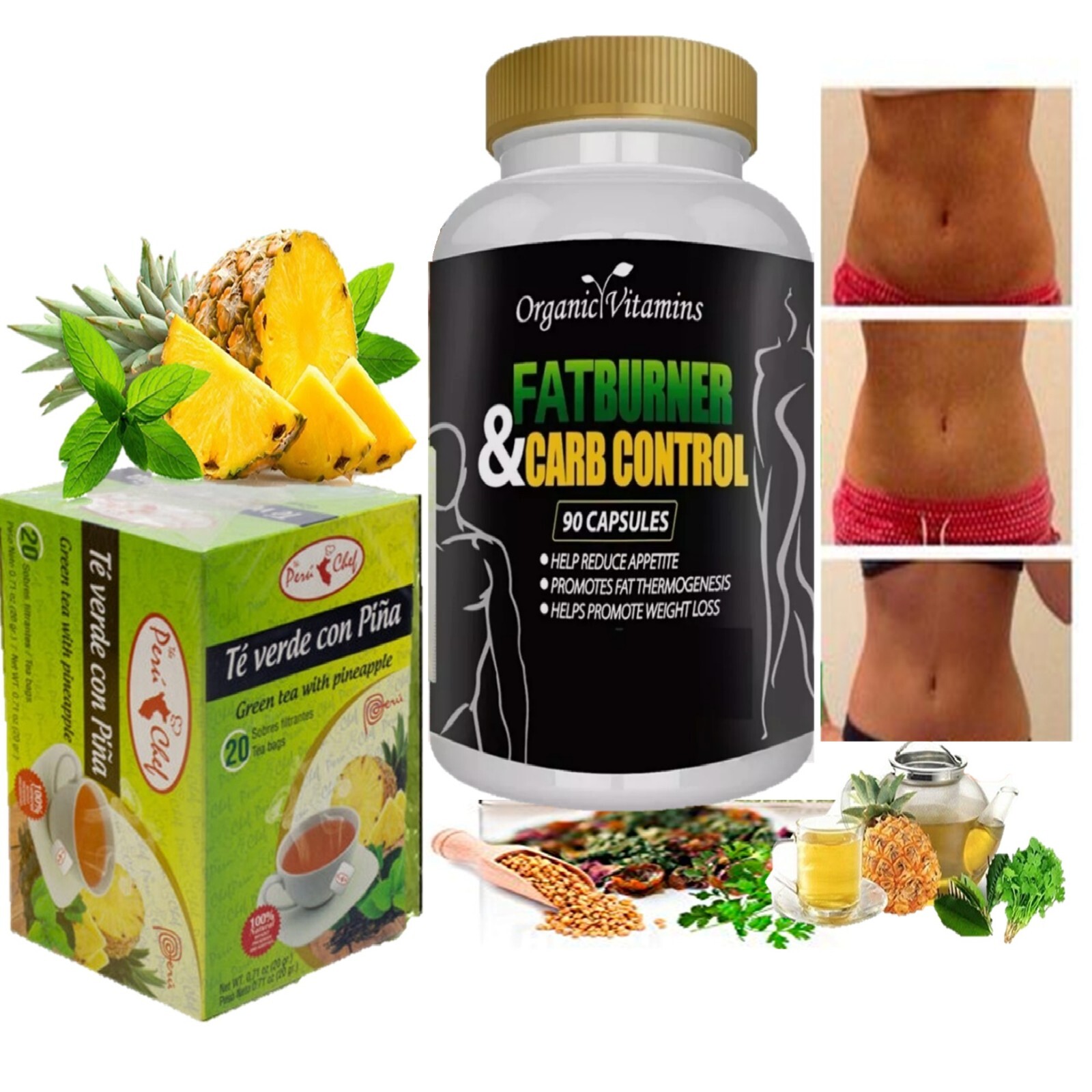 green Tea fat burner tea & capsules support diet Appetite Suppressant Support