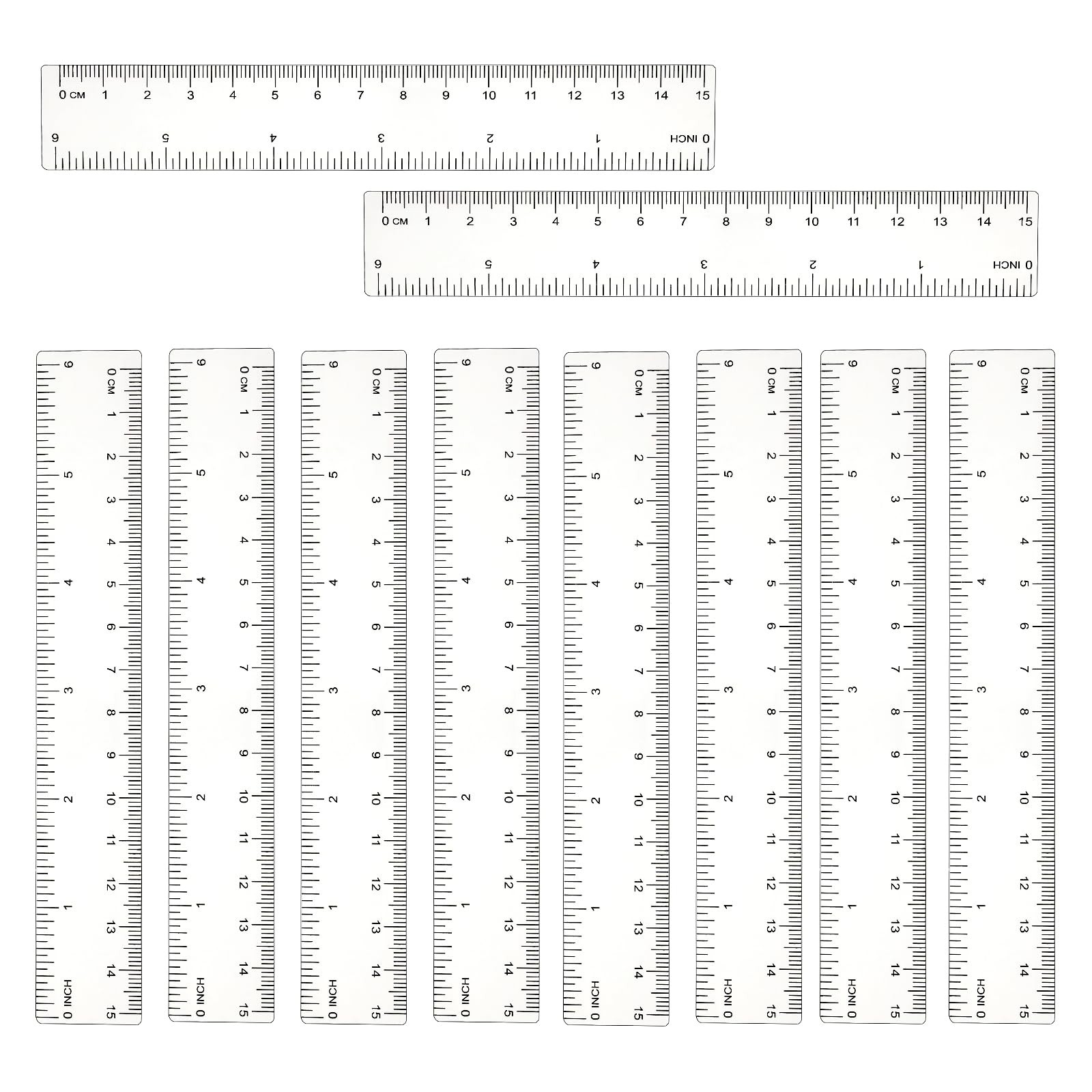 DIVINA VITAE 10 Pack Clear Ruler 6 Inch Small Plastic Transparent