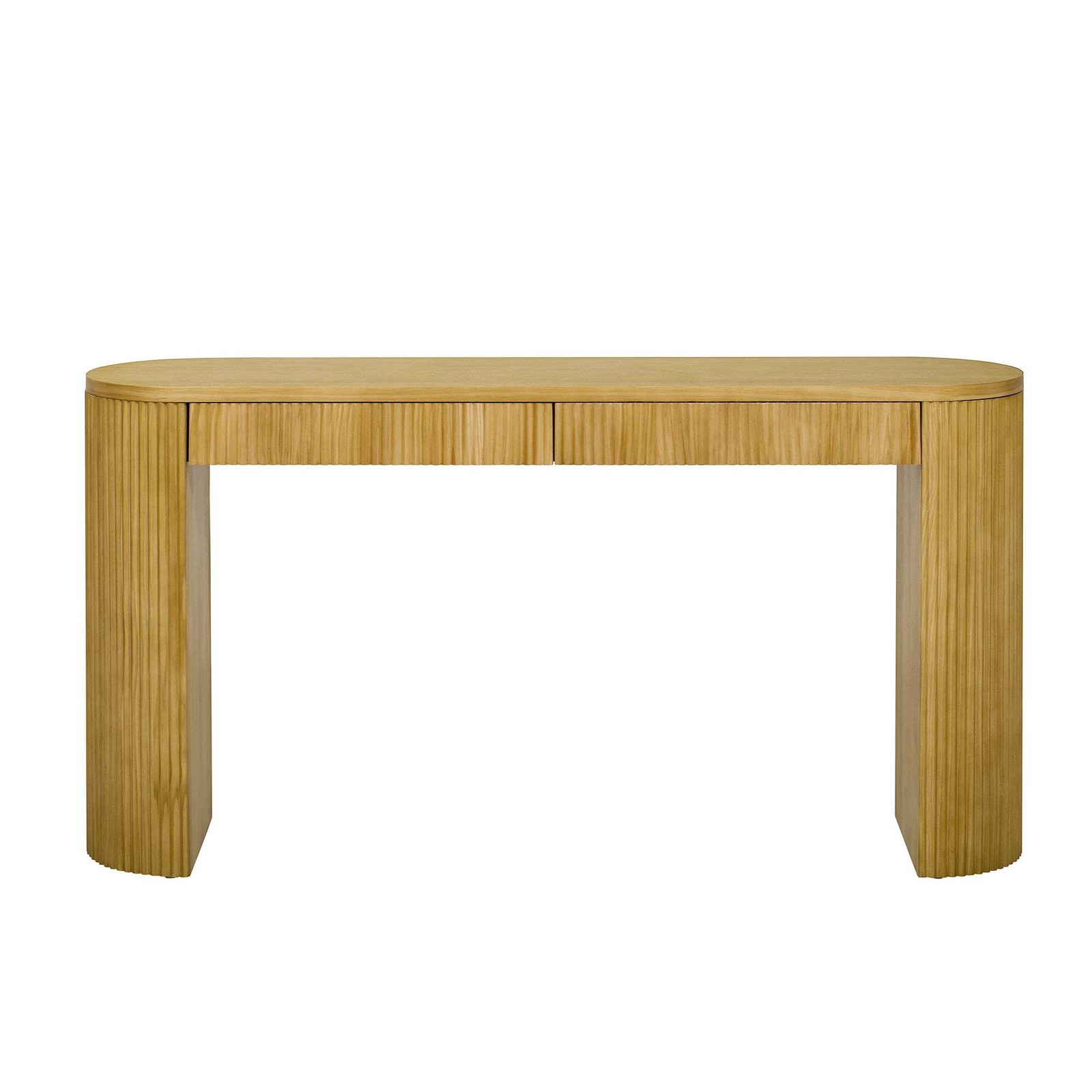 Homy Casa 58.2" Entryway Table with Large Top and Dual Drawers Arched Sturdy Leg