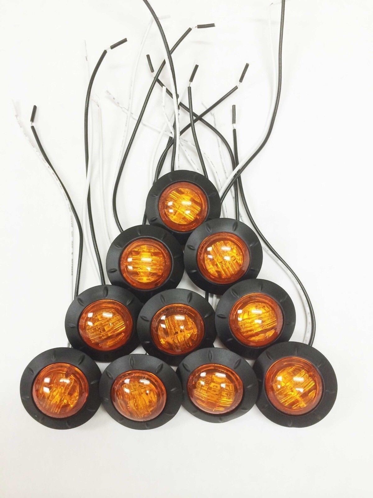 10 New 1-1/4" Amber LED Marker Clearance Lights For Trailer / Truck /RV -24034
