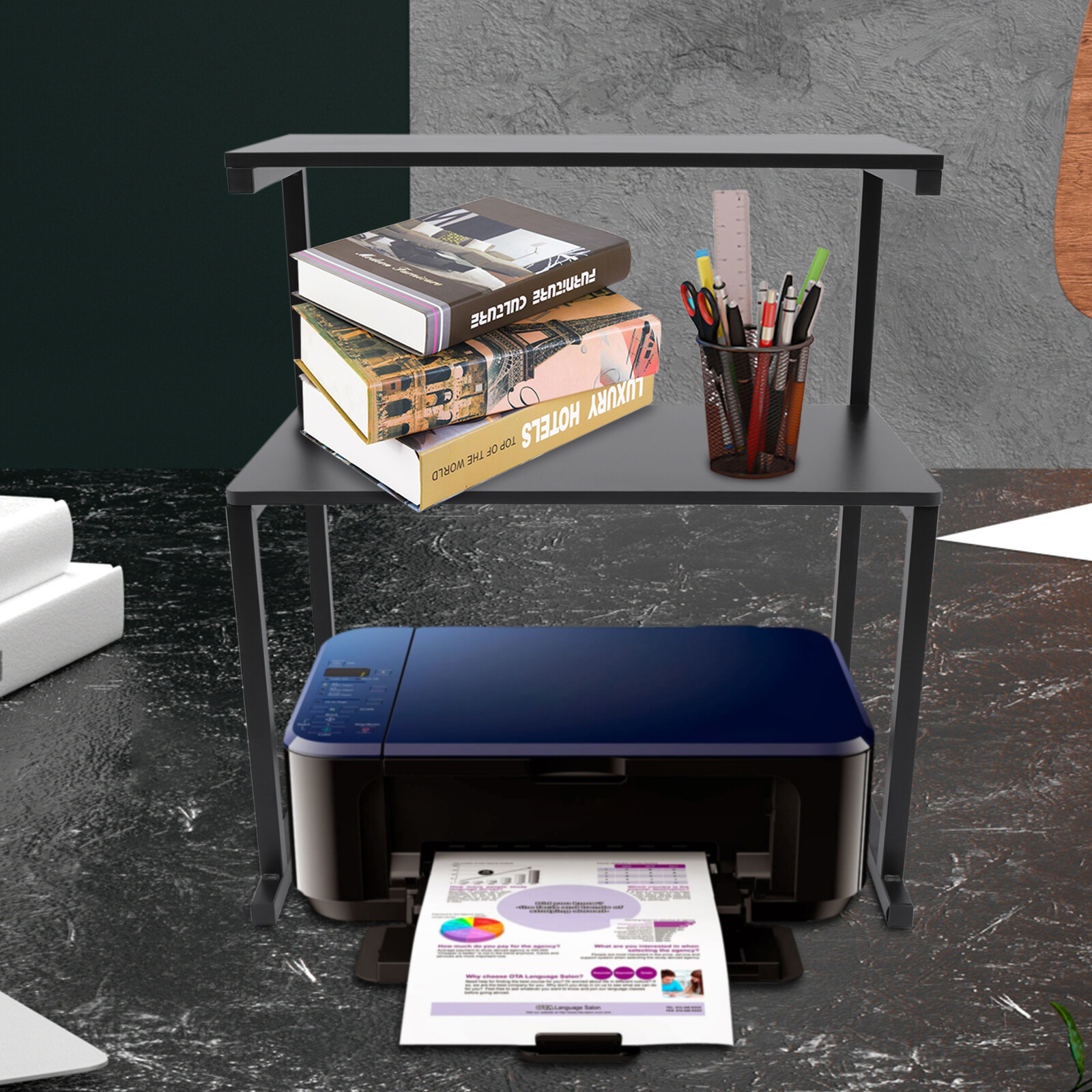 3 Tier Iron Printer Stand Desk Shelf Storage Home/Office/Computer Organizer US