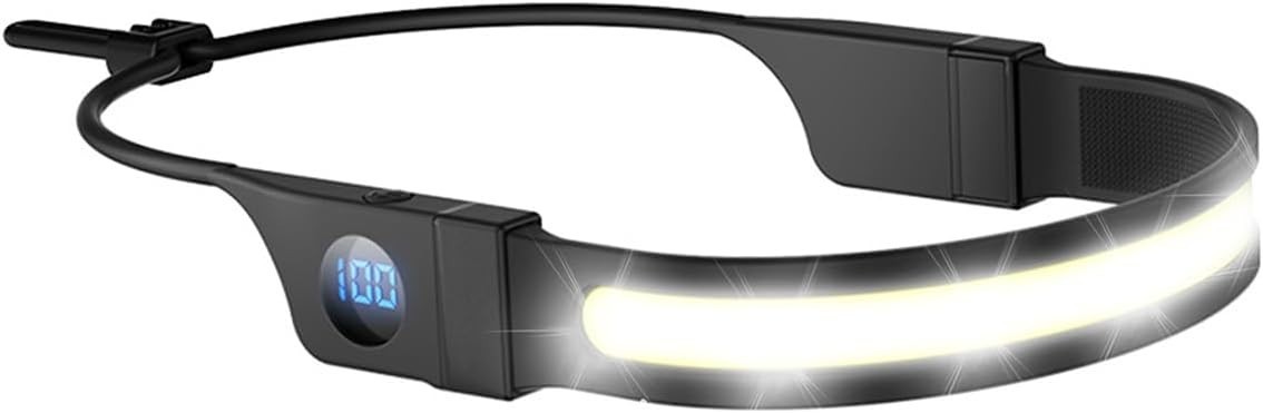 230° Broadbeam LED Headlamp Rechargeable, Skin-Friendly Silicone Band | Wide Lig