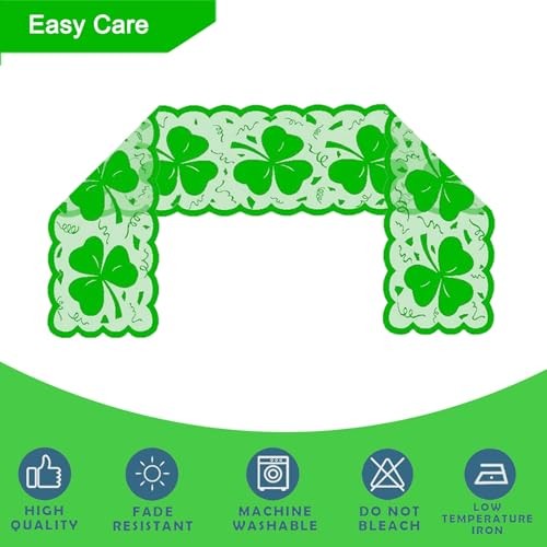 Lace Shamrock Table Runner 72 Inches, Green St. Patrick’s Day Table Runner,