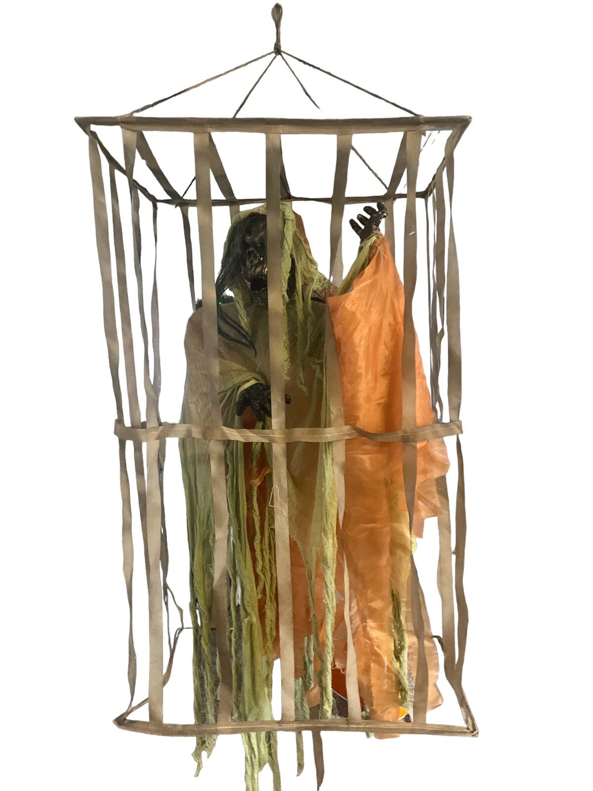 Gemmy Halloween Hanging Caged Grim Reaper Decoration Sounds Eyes Light 👀video
