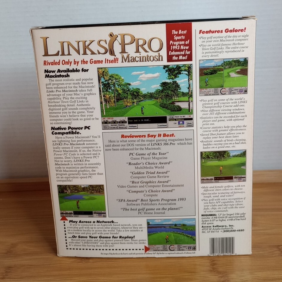 Links Pro Macintosh CD-Rom by ACCESS Software, Inc. 1994. Complete. Untested