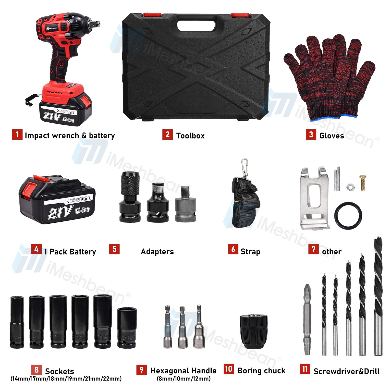 21V Cordless Electric Impact Wrench Gun 1/2'' Power Drill Driver 4.0Ah Battery