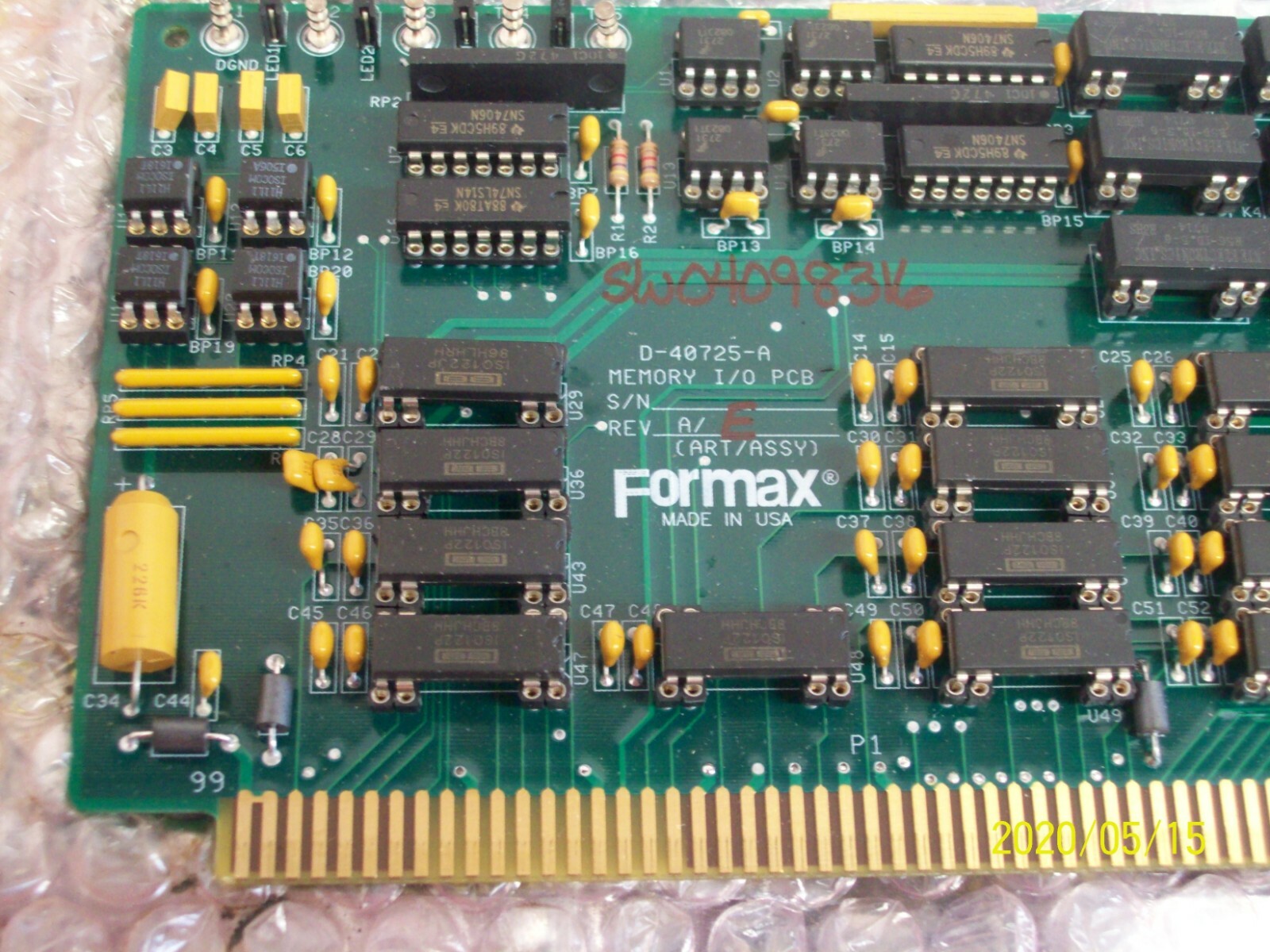 NEW FORMAX D-40725-A REV A/E MEMORY I/O PCB BOARD