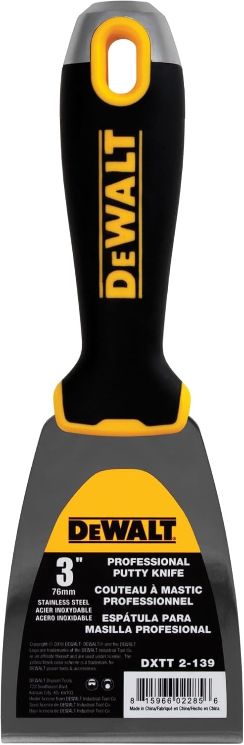 DEWALT 3" Putty Knife | Stainless Steel w/Soft Grip Handle | DXTT-2-139