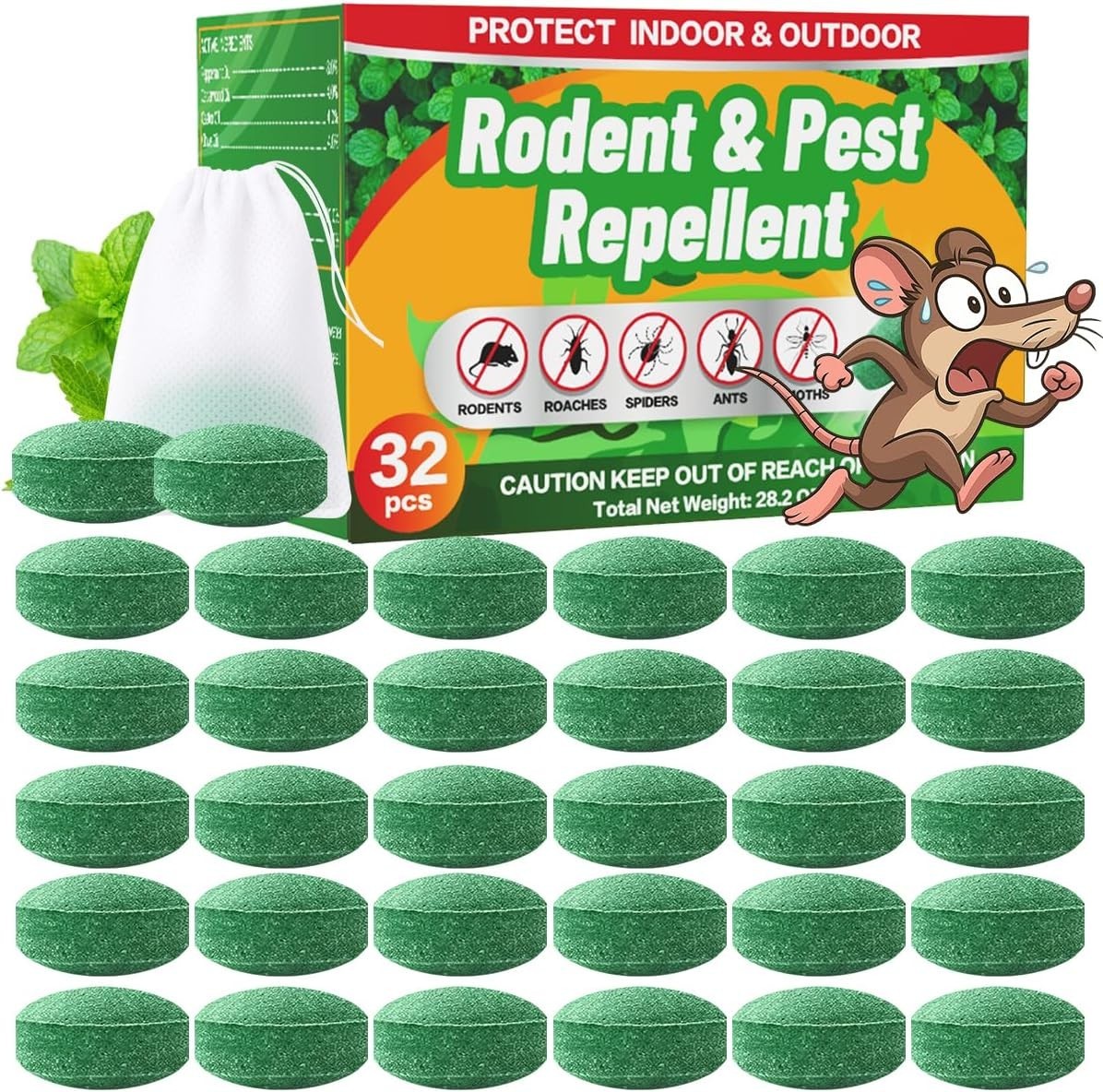 32PCS Rodent Repellent Balls - Natural Peppermint Oil - Stop Mice & Rats Fast!