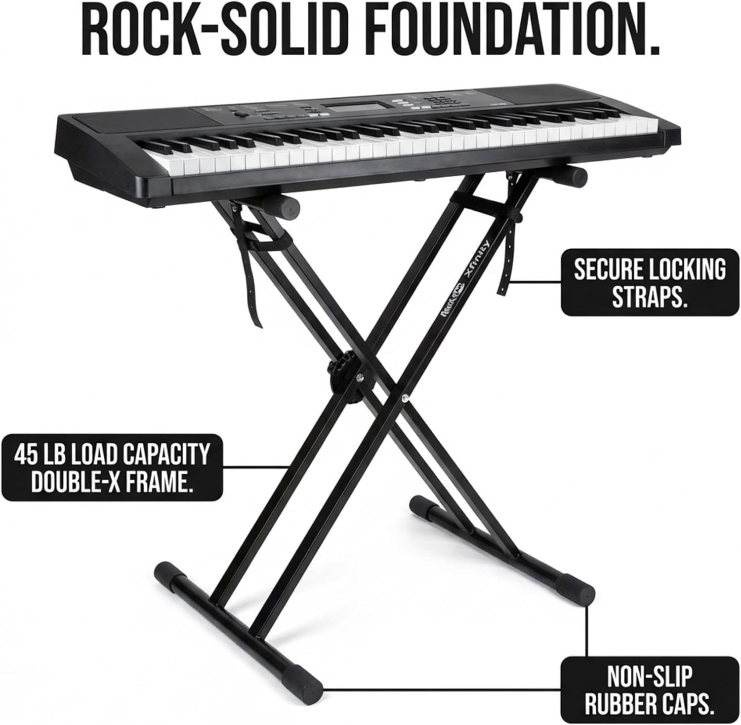 Xfinity Double-X Heavy-Duty Adjustable Keyboard Stand - No Assembly Required