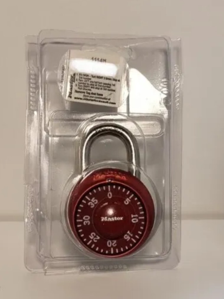 RED MASTER LOCK COMBINATION PADLOCK GYM SCHOOL LOCKER KEYLESS 1114M NIP