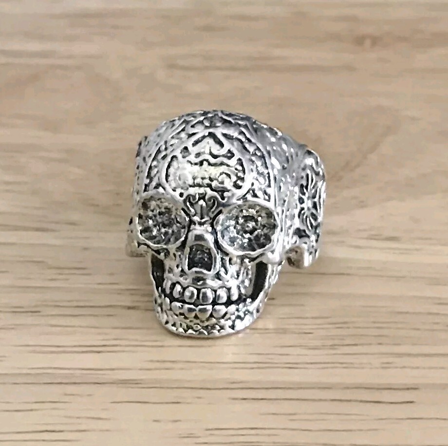 Tibetan Silver Skull Face Ring