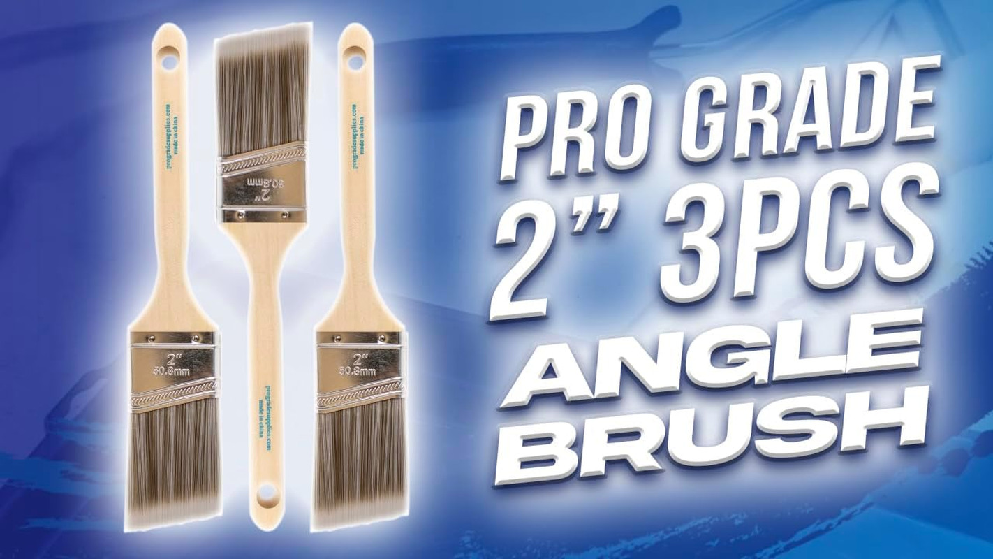 2 Inch Angled Paint Brush (3 Pack) – Professional Angle Sash Brushes for Cutting