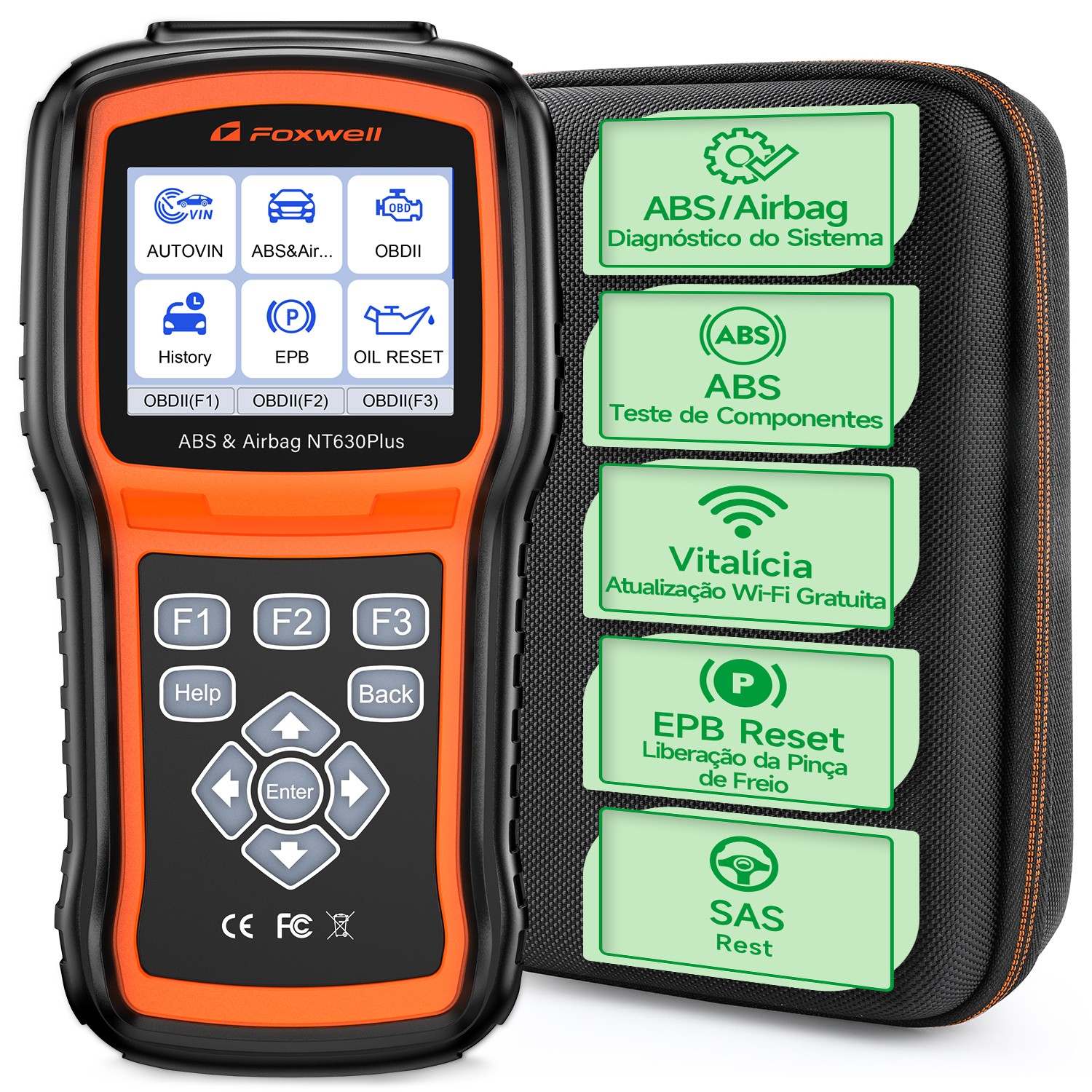 Foxwell Nt630 Plus ABS Bleeding SRS SAS Reset Auto OBD2 Scanner Diagnostic Tool