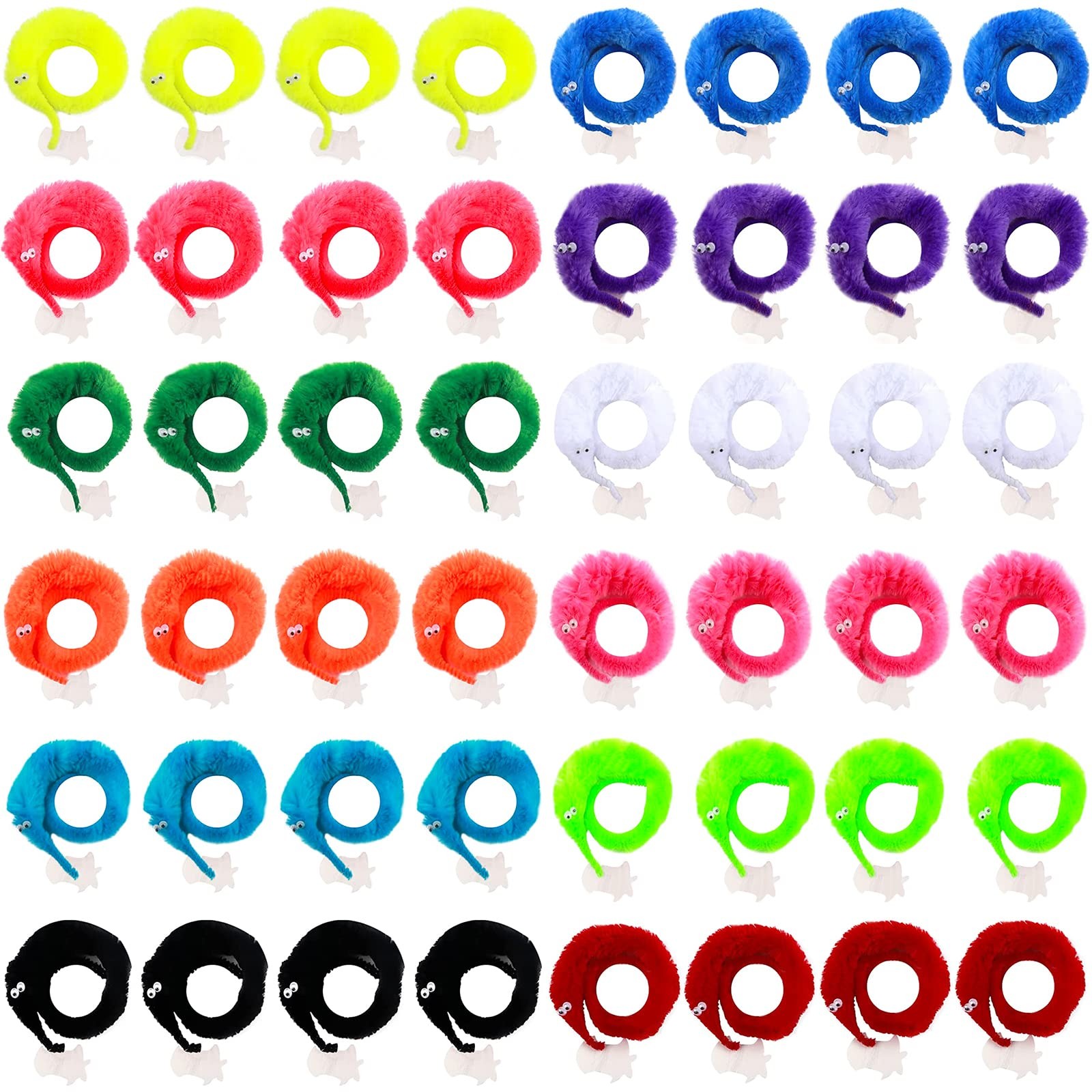 KIMOBER 48PCS Magic Worms Toys,12 Color Wiggly Fuzzy Worm on Medium