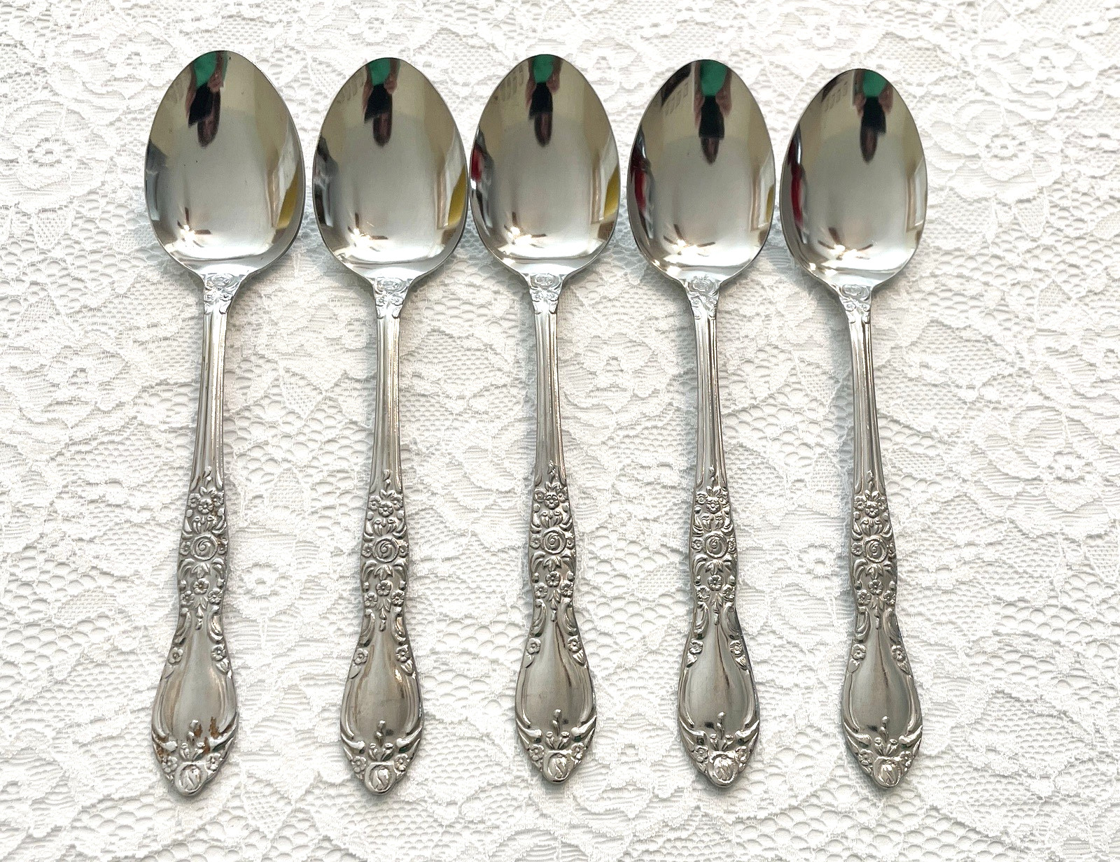 (5) Sango SNF4 Glossy Stainless 7" Place Oval Soup Spoons *FREE SHIPPING*