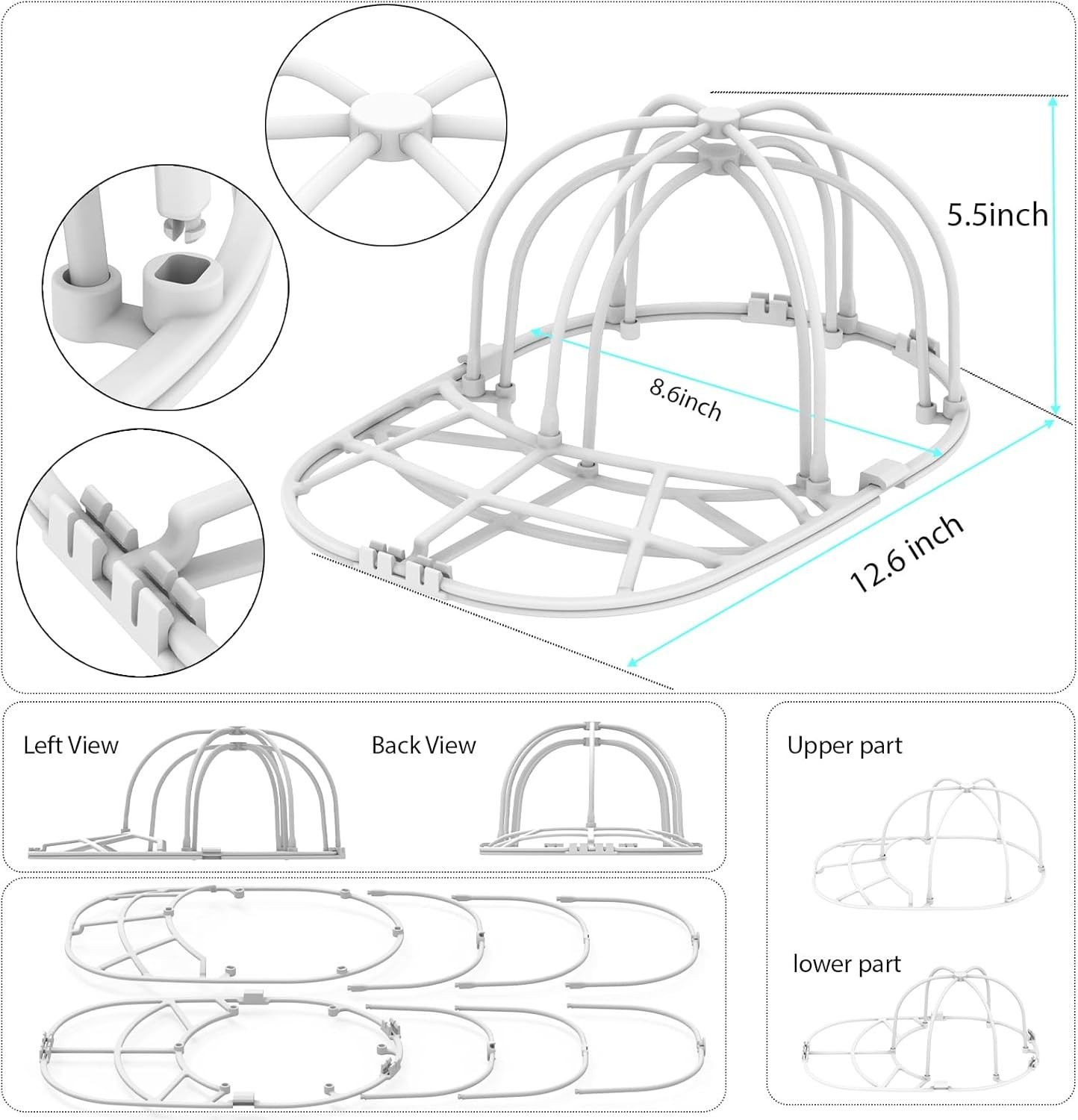 Hat Washer Cage for Washing Machine - Baseball Cap Cleaner Rack, Ball Cap Was...