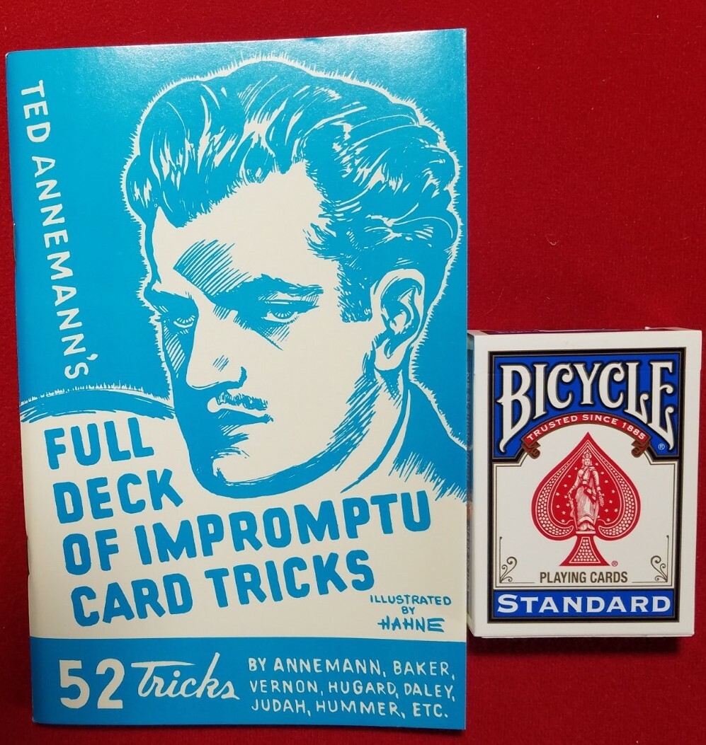 Full Deck of Impromptu Card Tricks Magic Book plus Blue Bicycle deck