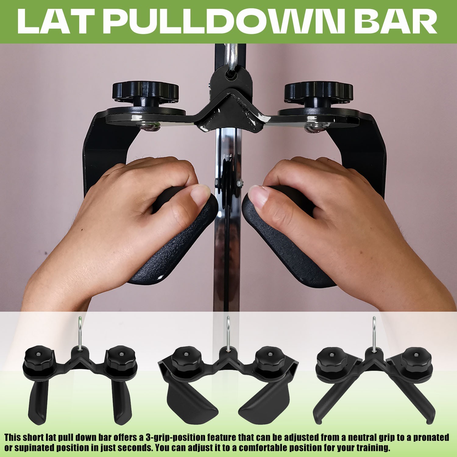 Adjustable Lat Pull Down Bar Cable Machine Attachments for Gym T-bar Row Handle