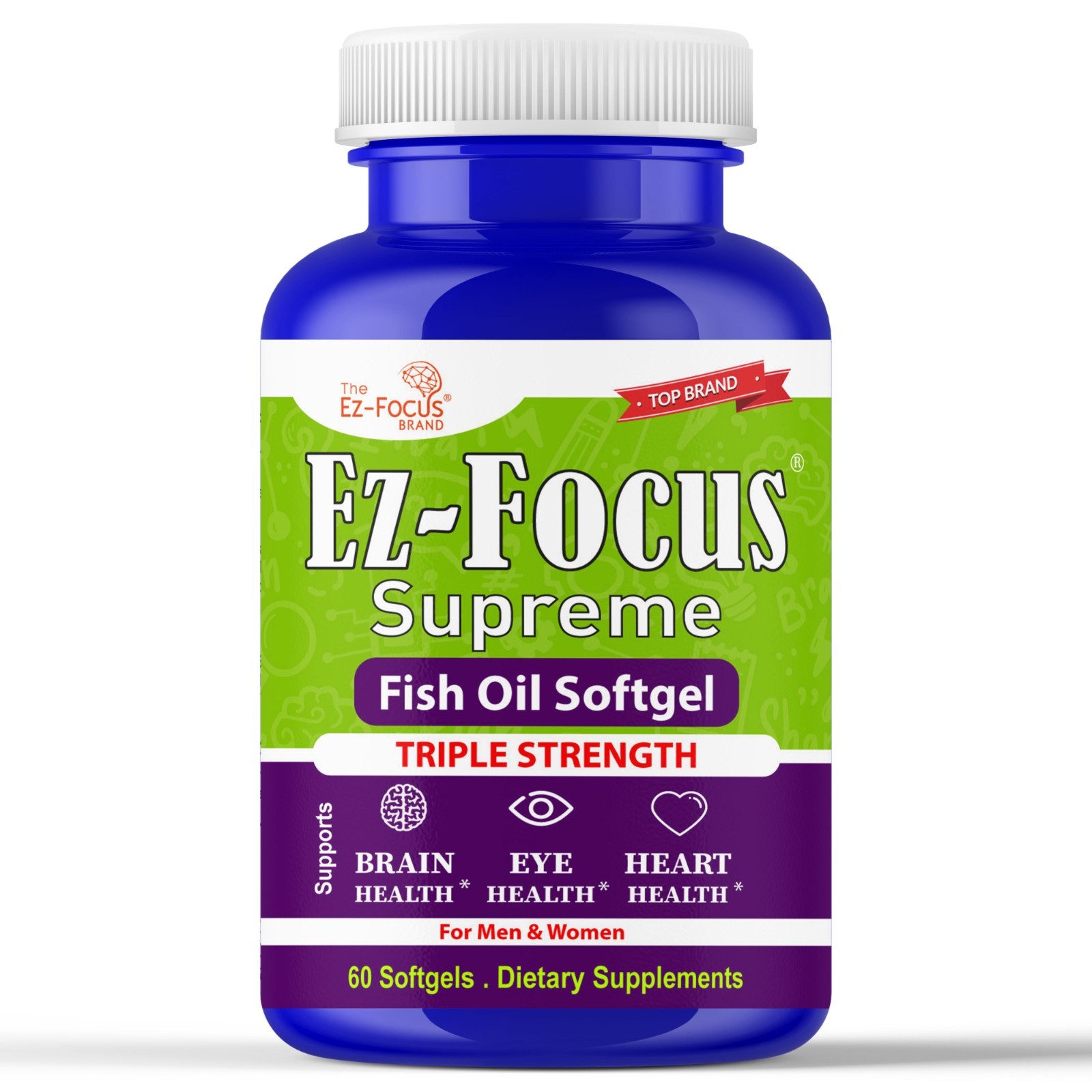 Omega 3 Brain Health Nootropic Memory Focus Clarity Support – 60 Softgels