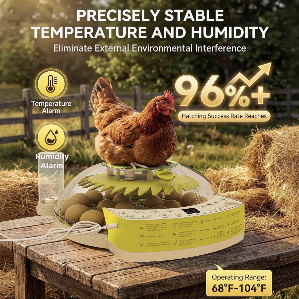 22 Egg Incubator for Hatching Eggs, Temperature Control, Humidity Control