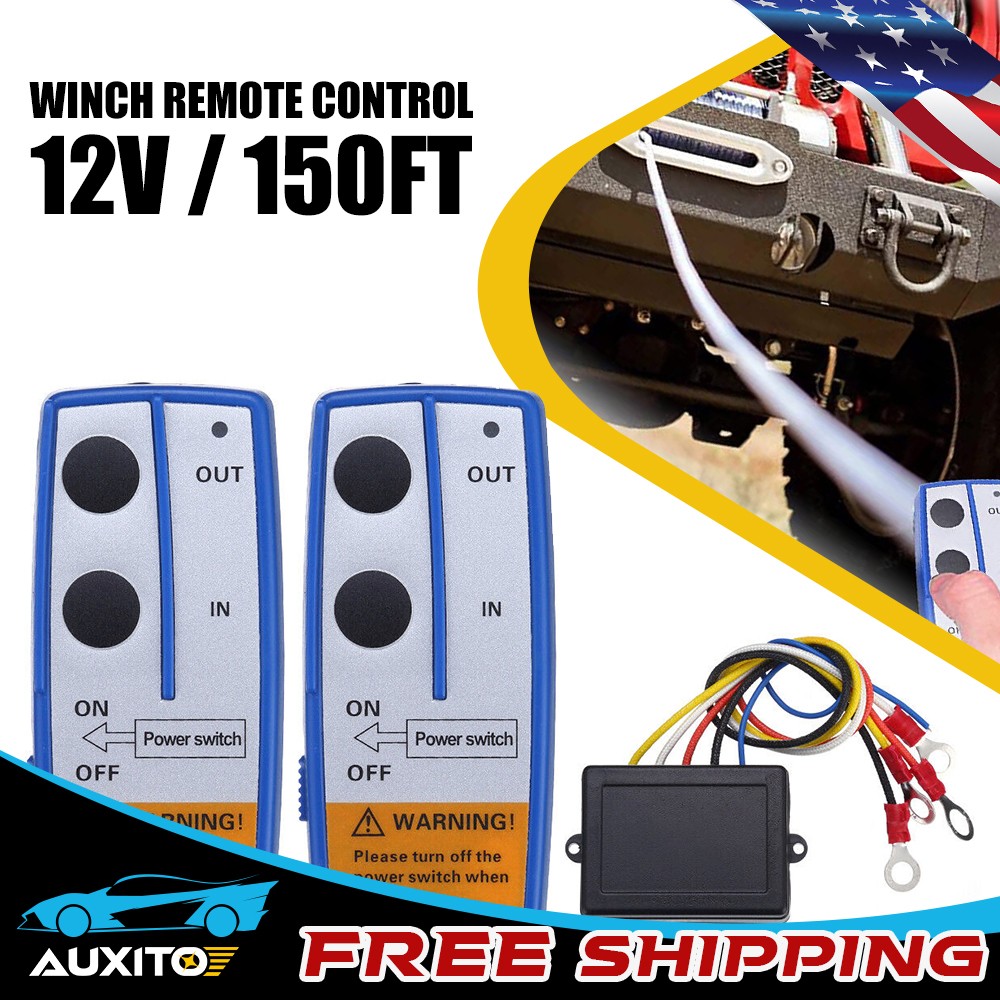 Winch Wireless Control Remote Easy Handset To Install 150ft 12 Volt Car Blue