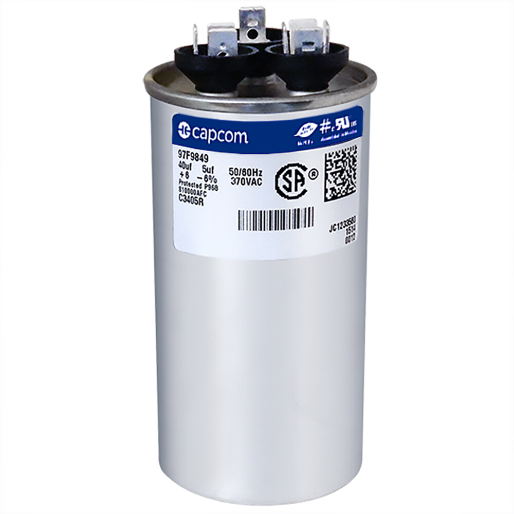 C3405R 97F9849 Capacitor Motor Run, 40/5Uf, 6%, Case, 370V