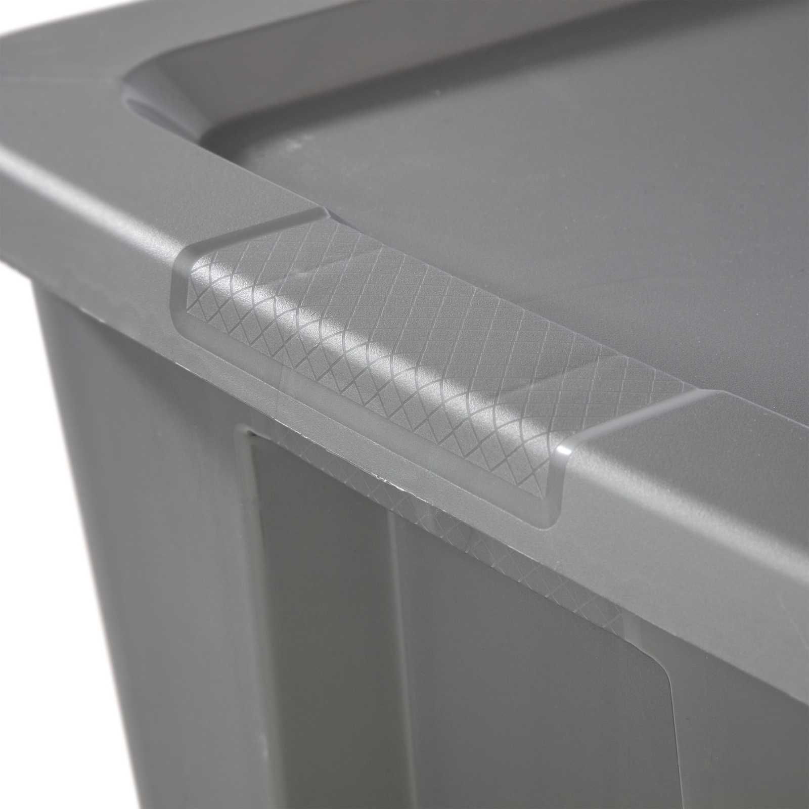50 Gallon Tote, Plastic Storage Bin with Snap-on Lid, Gray