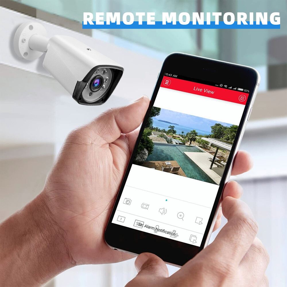 5MP Wired Security Camera System DVR 1080P Outdoor 8CH H.265+ CCTV Wifi DVR Kit