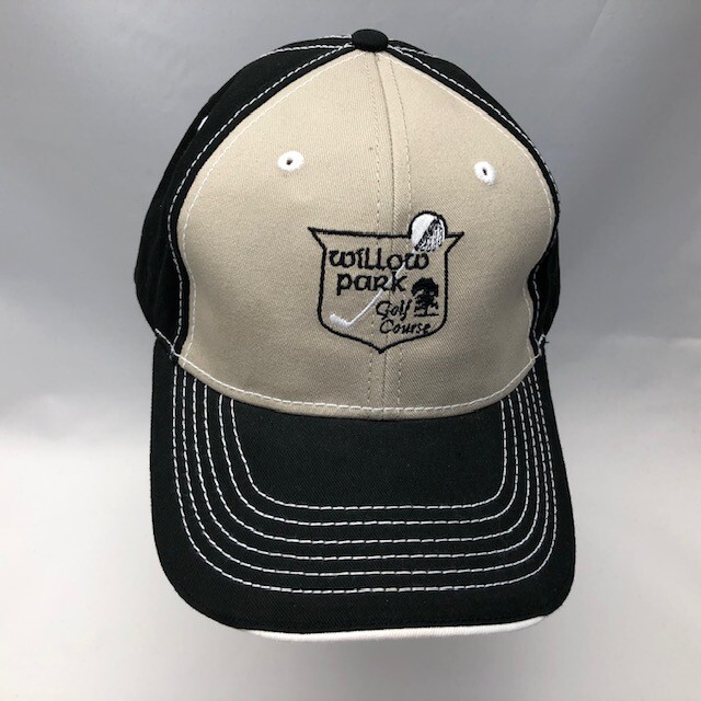 Willow Park Golf Course Hat Ball Cap Adjustable OSFM Black Tan 100% Cotton