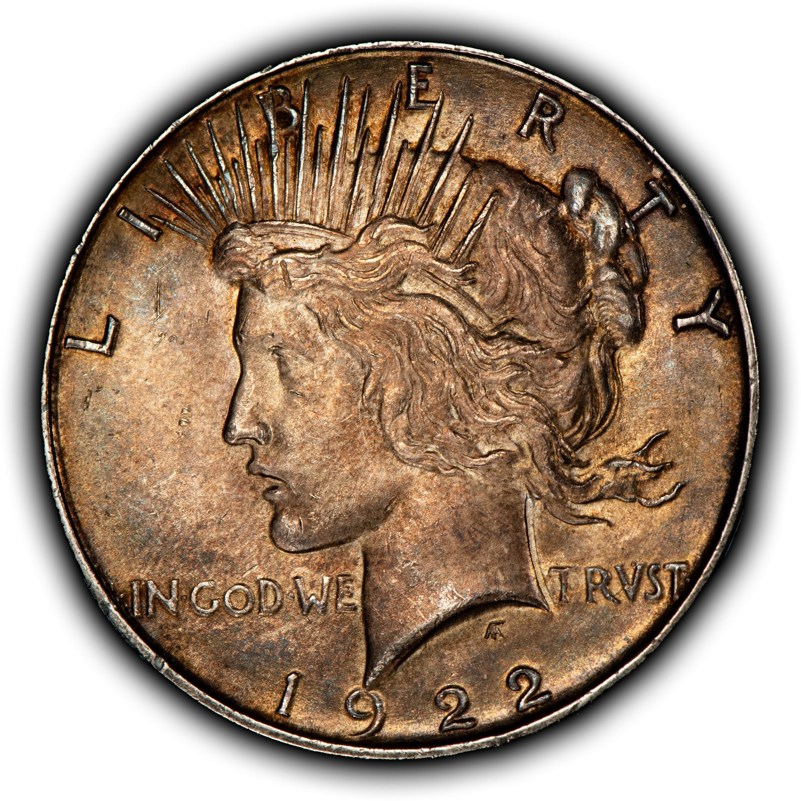 1922 $1 Silver Peace Dollar - Luster - Colorful Original Toning - SKU-D7864
