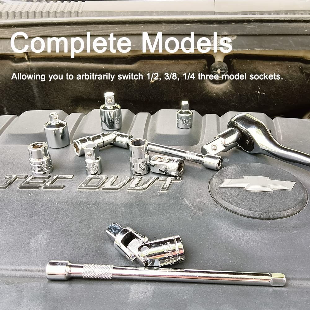 StrugDeas 6 Piece Socket Adapter and Reducer Set, Silver - 1/4", 3/8", 1/2"
