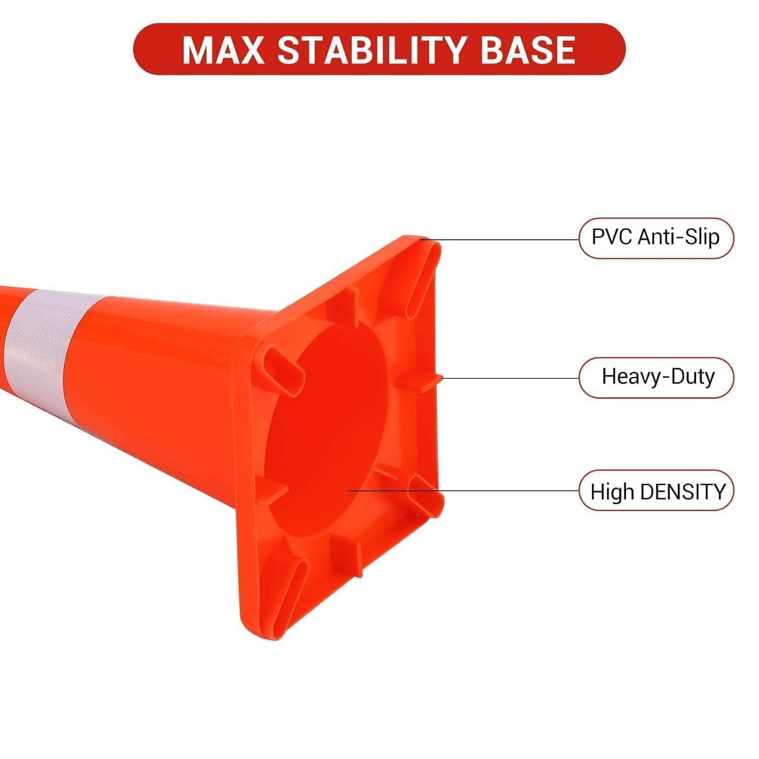 6 Pack Traffic Cone Set, 28 Inch High-Visibility Stackable Barriers with Reflect