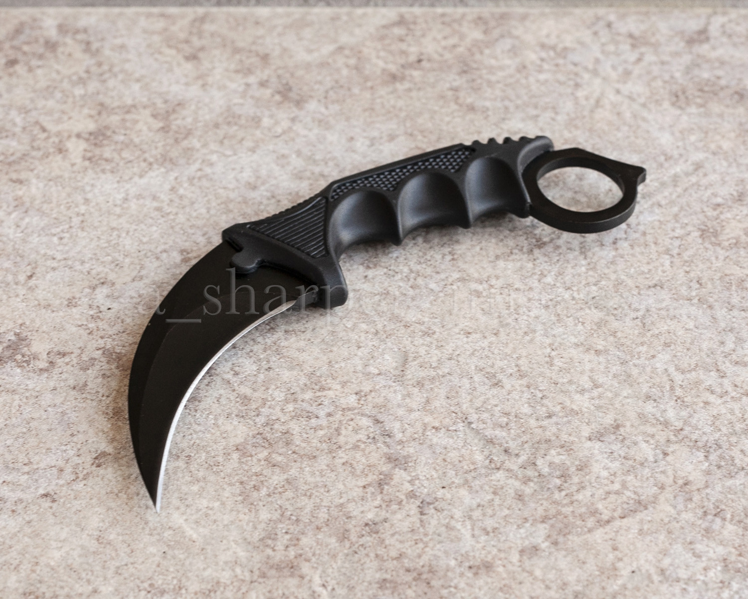 7.5" Black Karambit Curved Blade Rugged EDC Utility Self Defense, Solid & Sharp