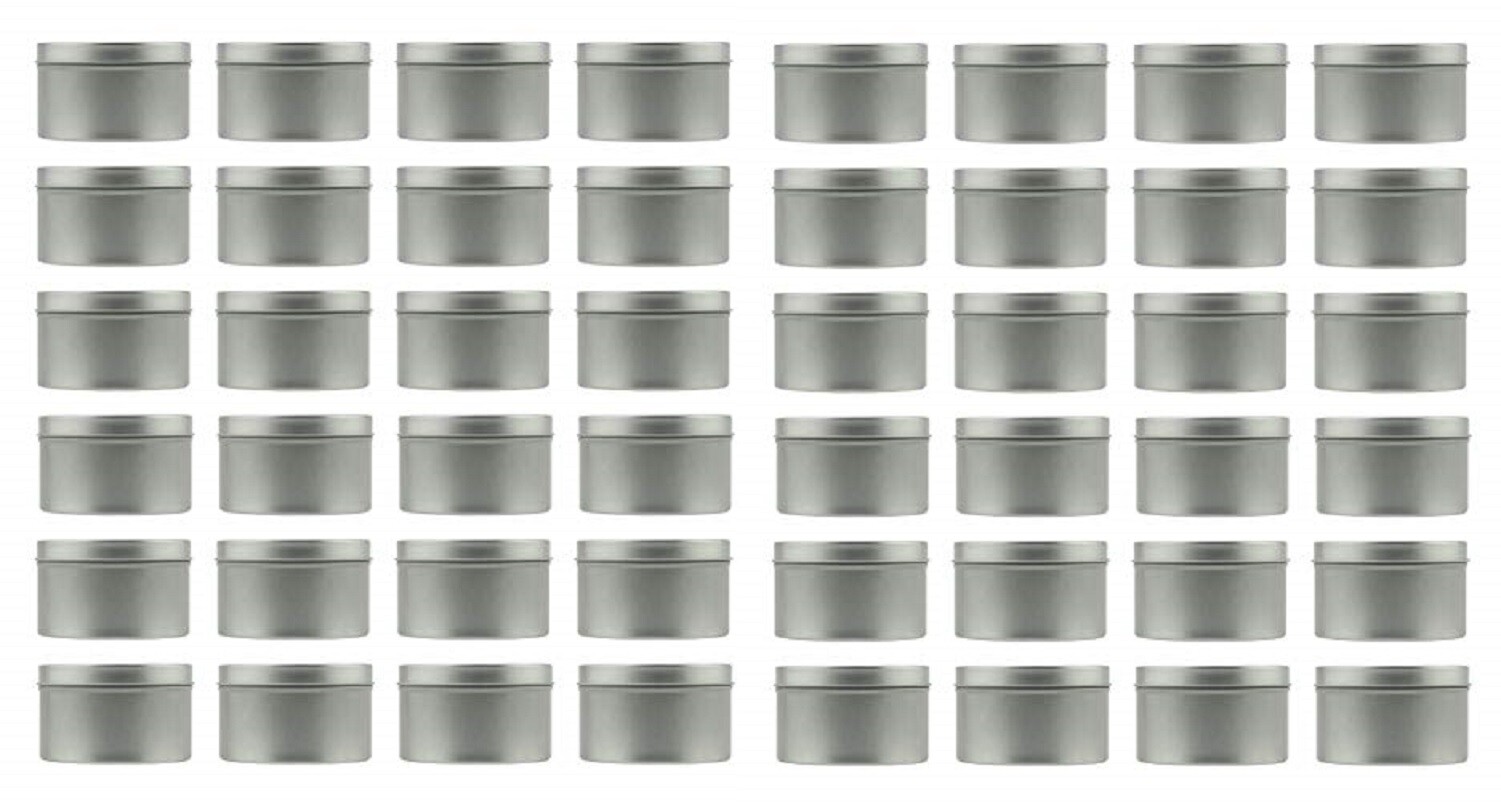 CASE OF 48 - Seamless Round Tin Can & Lid 4 oz 1-5/8" high x 2-1/2" in diameter