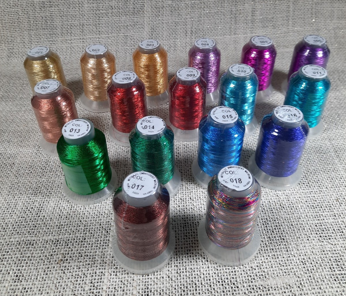 17 Colors Metallic Embroidery Machine Thread Kit 500m (550y) with Sleeve Covers