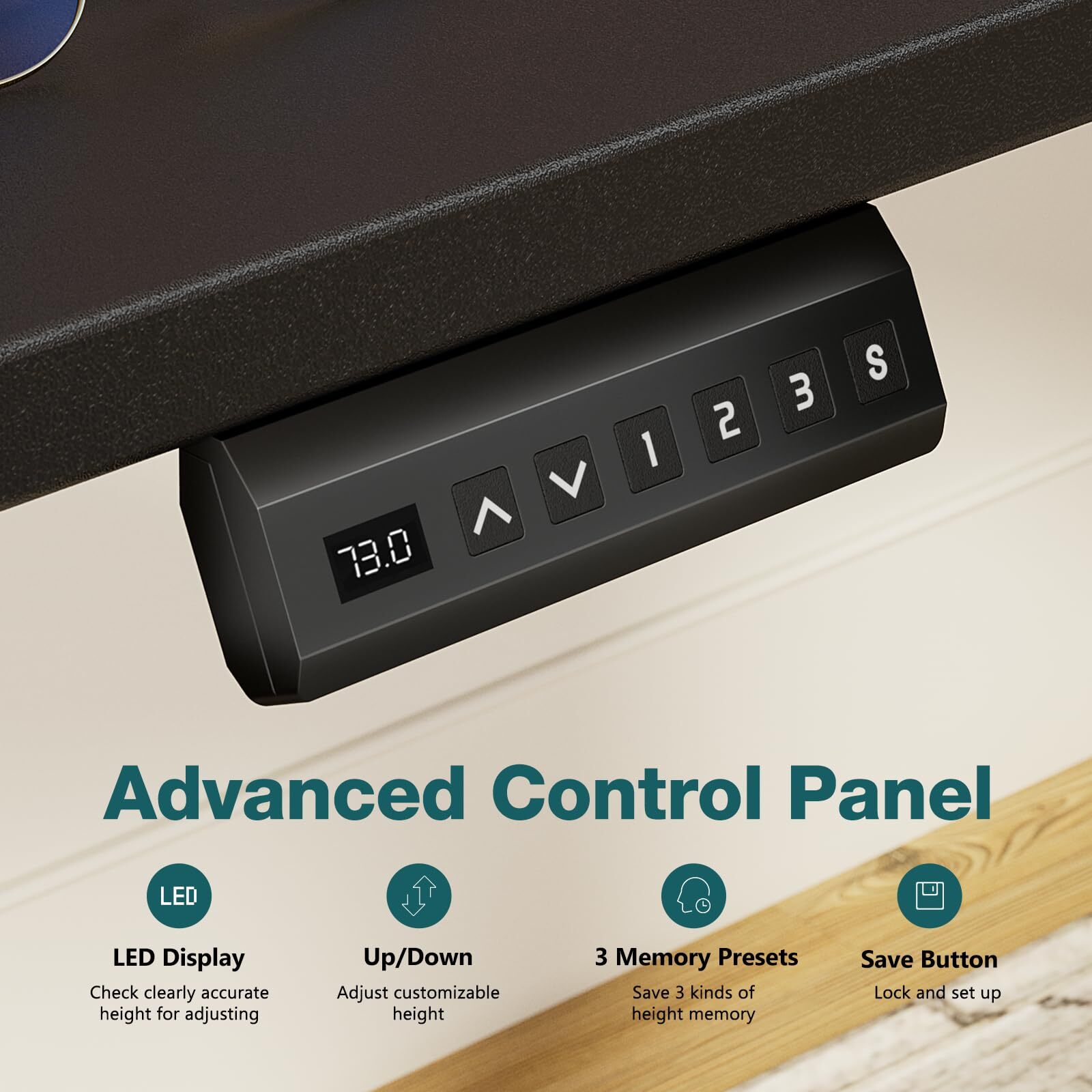 Black 24x48" Adjustable Standing Desk with Cable Management, Ergonomic Height