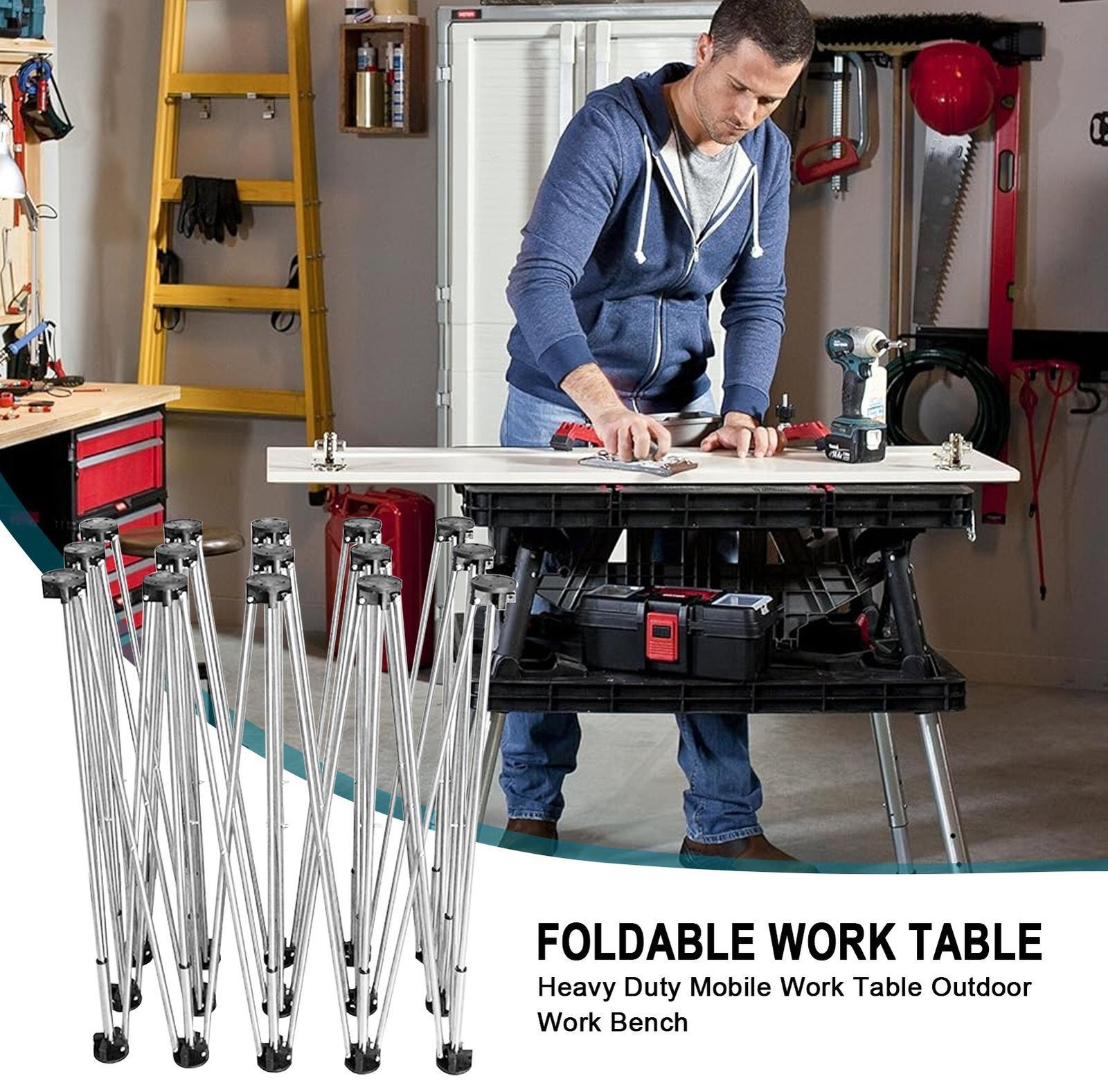 Centipede Portable Work Stand Folding Work Support Sawhorse Spider Leg Workbench