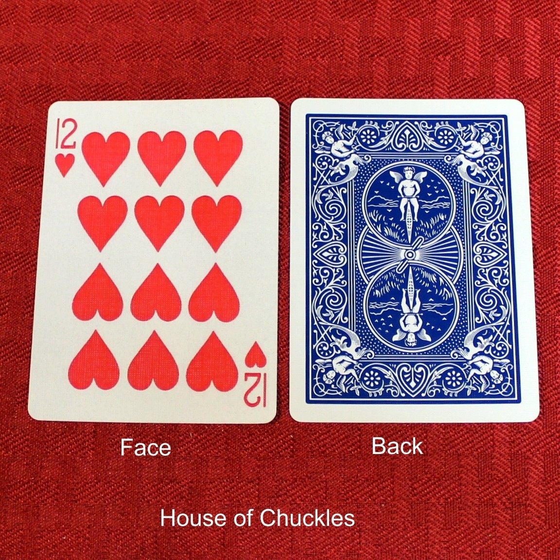 12 of Hearts, Bicycle Printed Gaff Card, Blue