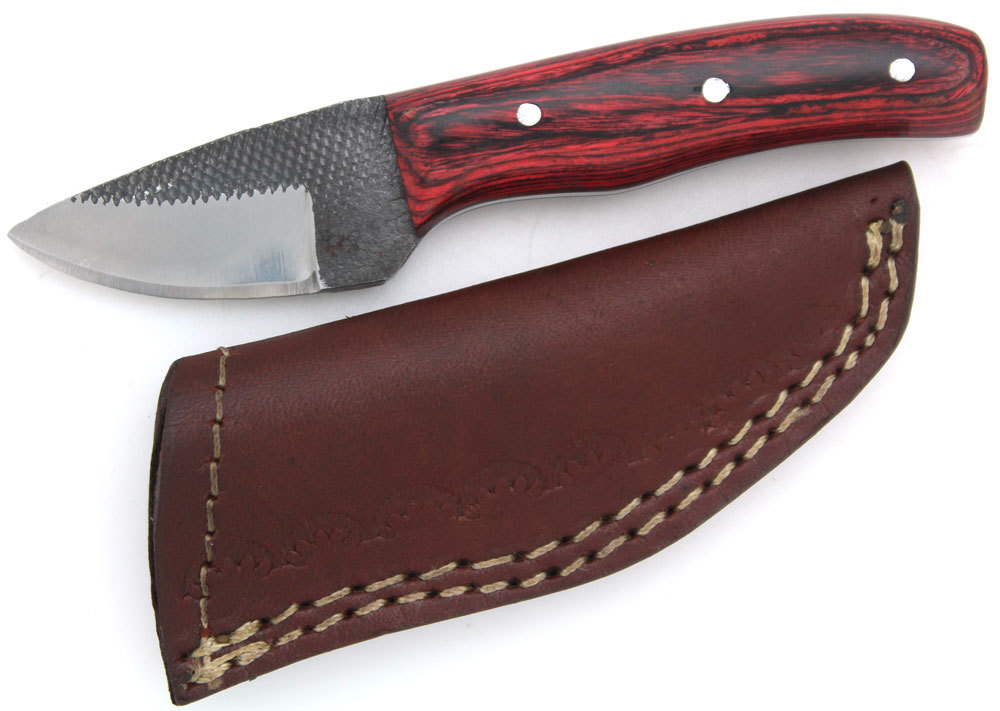 Wild Turkey Handmade Full Tang Real File Skinner Knife w/ Leather Sheath