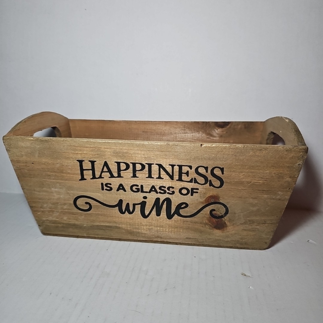 Happiness Is A Glass Of Wine Wooden Planter Box