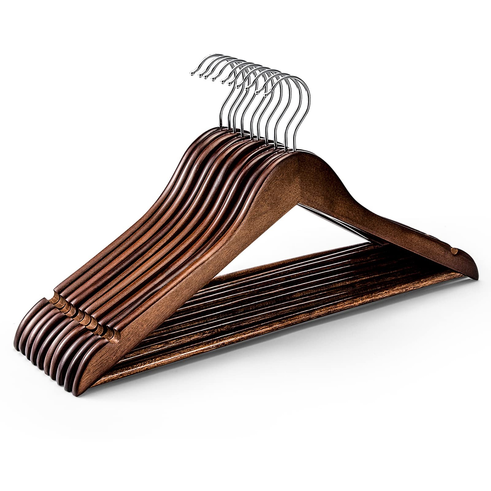 HOUSE DAY Wooden Hangers 10 Pack, Heavy Duty Wood Coat Hangers for Closet, Sm...