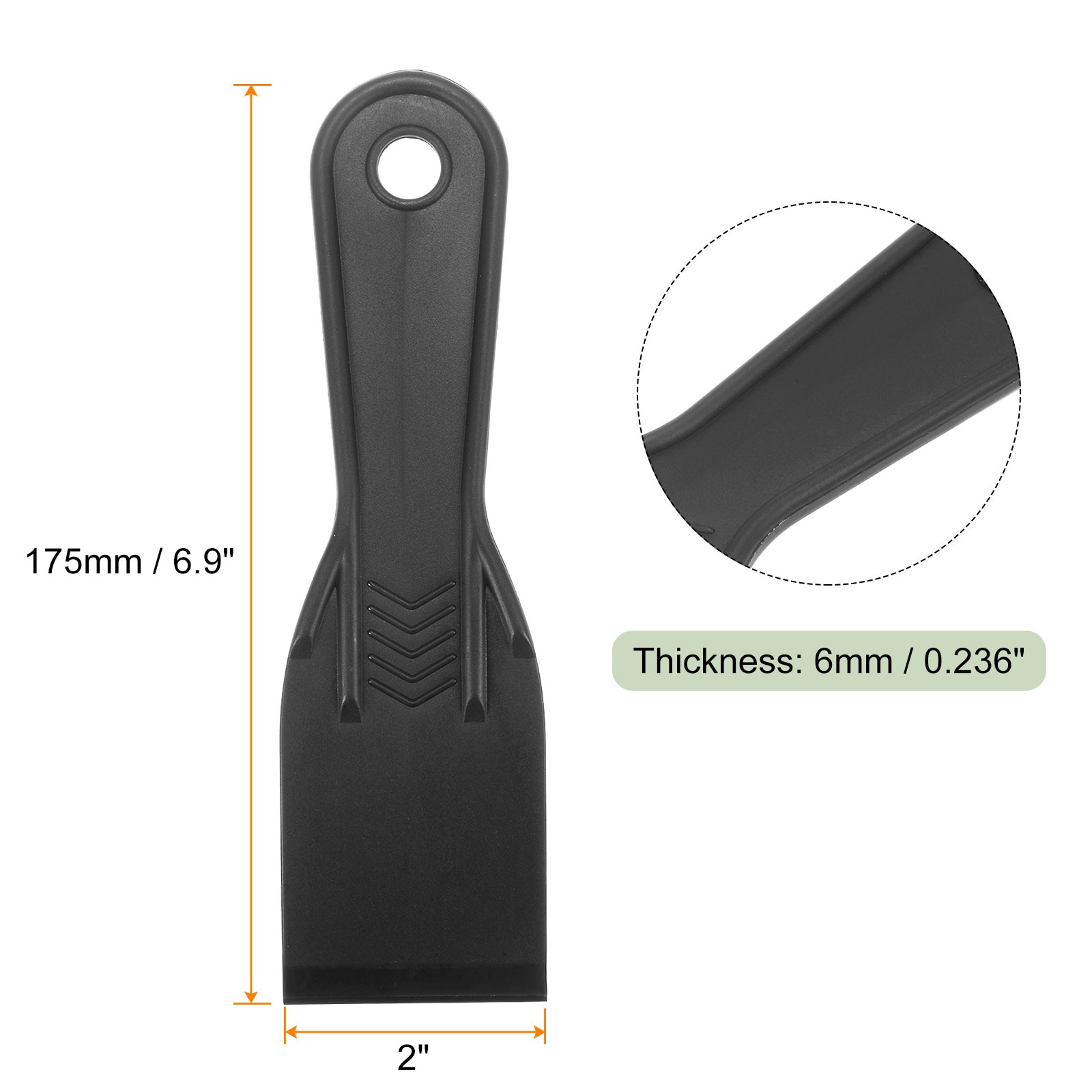 10 Pack Putty Scraper 2" Width 6mm Thin Plastic Putty Knife Black