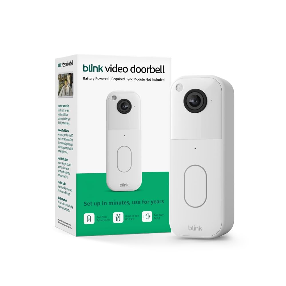Blink Video Doorbell, Wireless with 2 Year Battery Life, Add On Doorbell, Black
