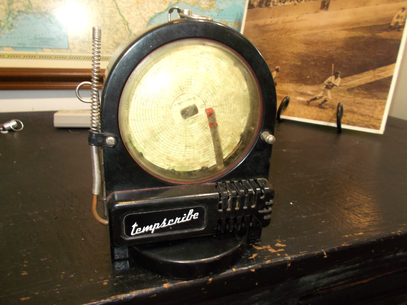Vintage Bacharach "Tempscribe" Industrial Bakelite Temp and Time Recorder PLUS