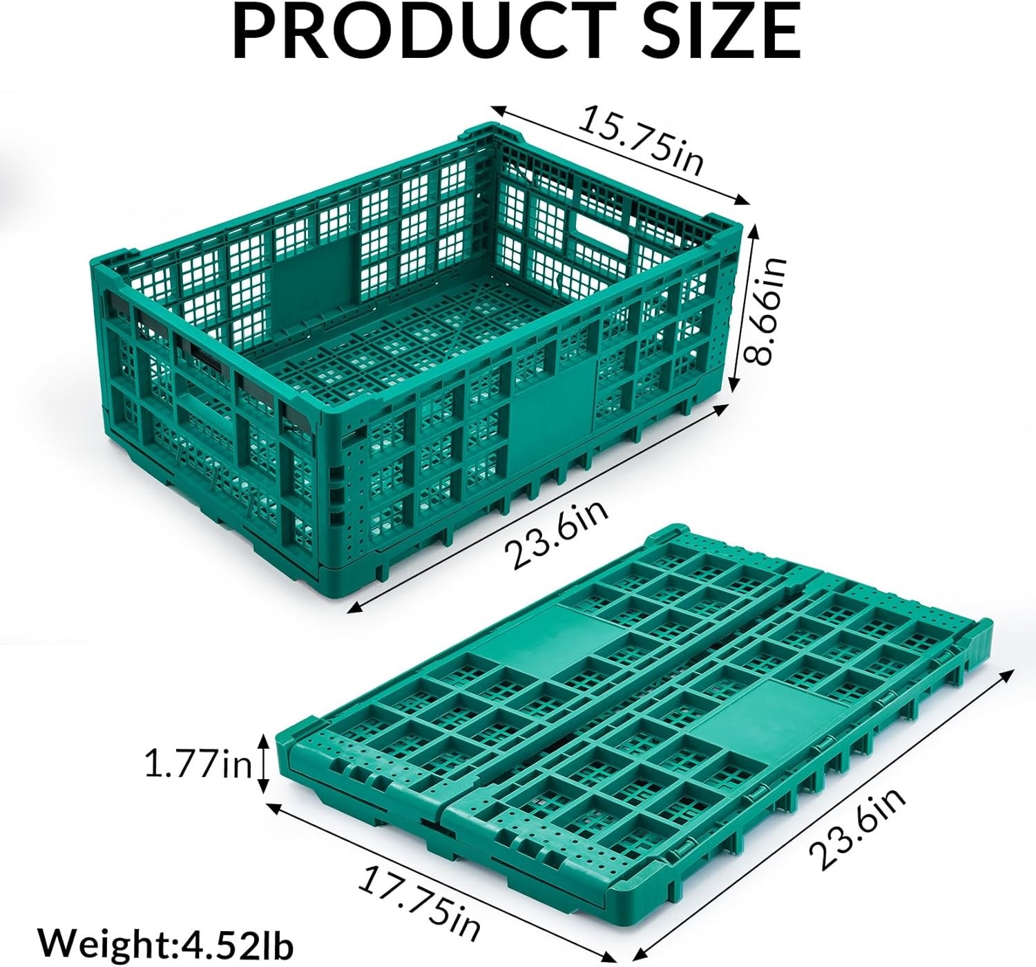 GRAVEE Plastic Folding Storage Crate 52 Litre Stackable Collapsible Foldable