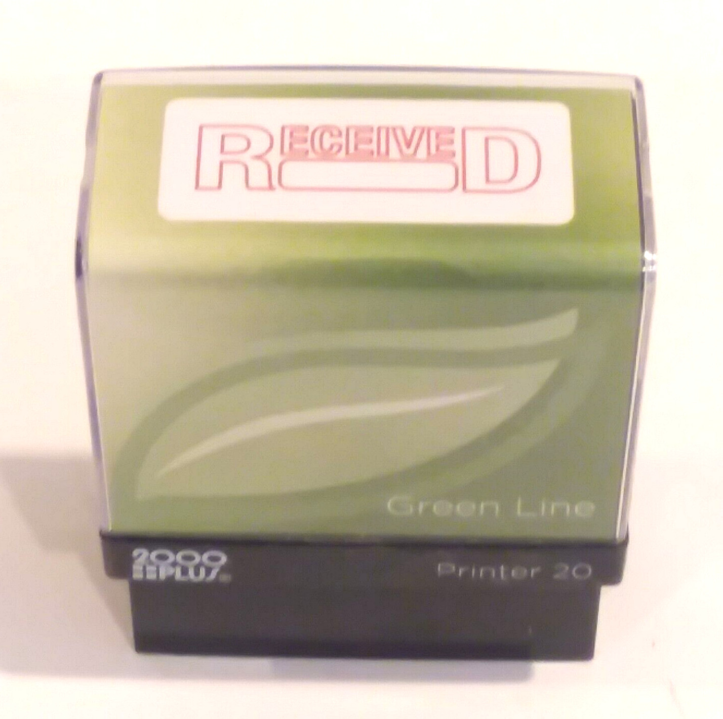 "RECEIVED" 2000 Plus Green Line Pre-Inked Stamp RECEIVED Red Ink 1 5/8" x 1/2"