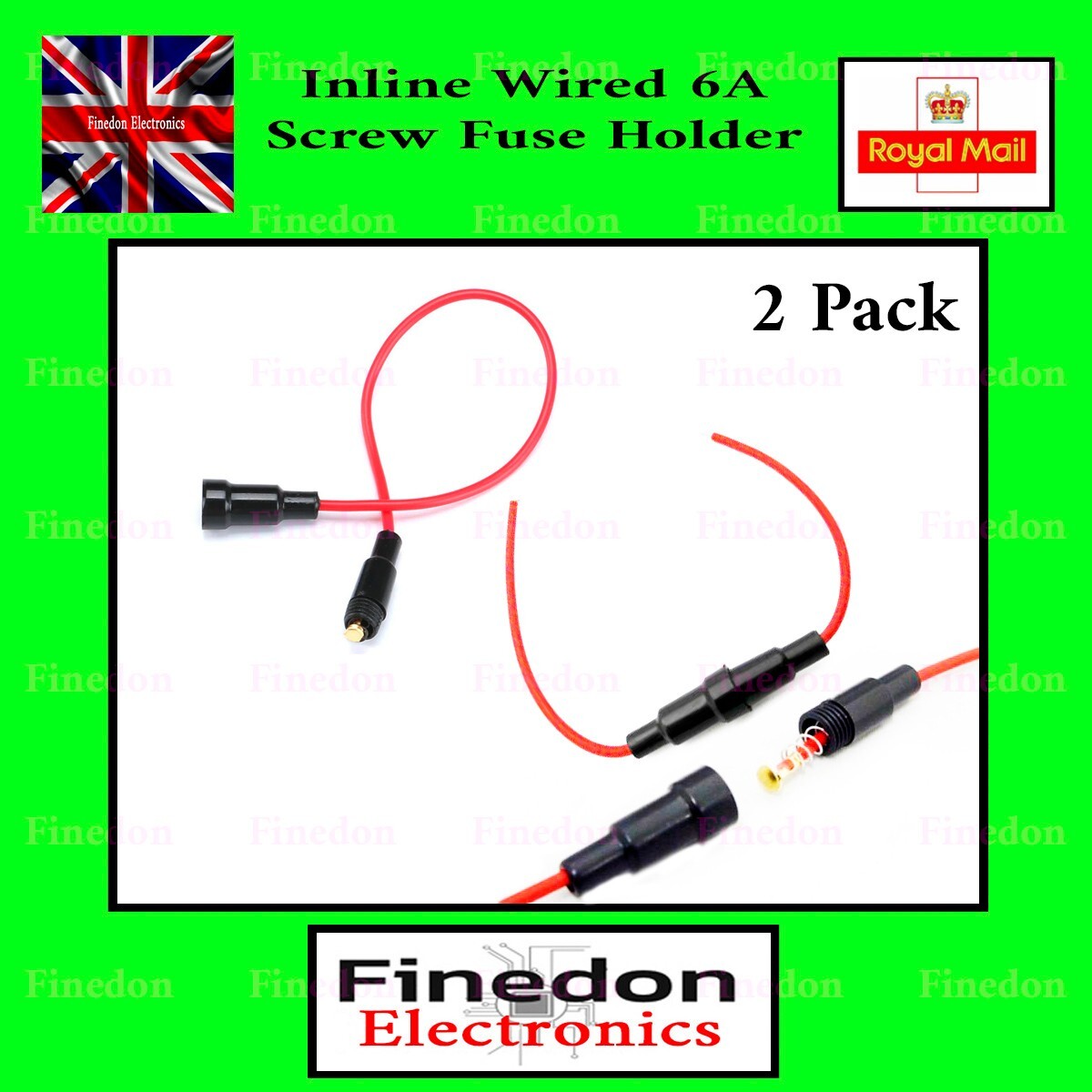 2x In Line 5x20mm Glass AGC Fuse Holder Splash Proof Screw Type 20mm
