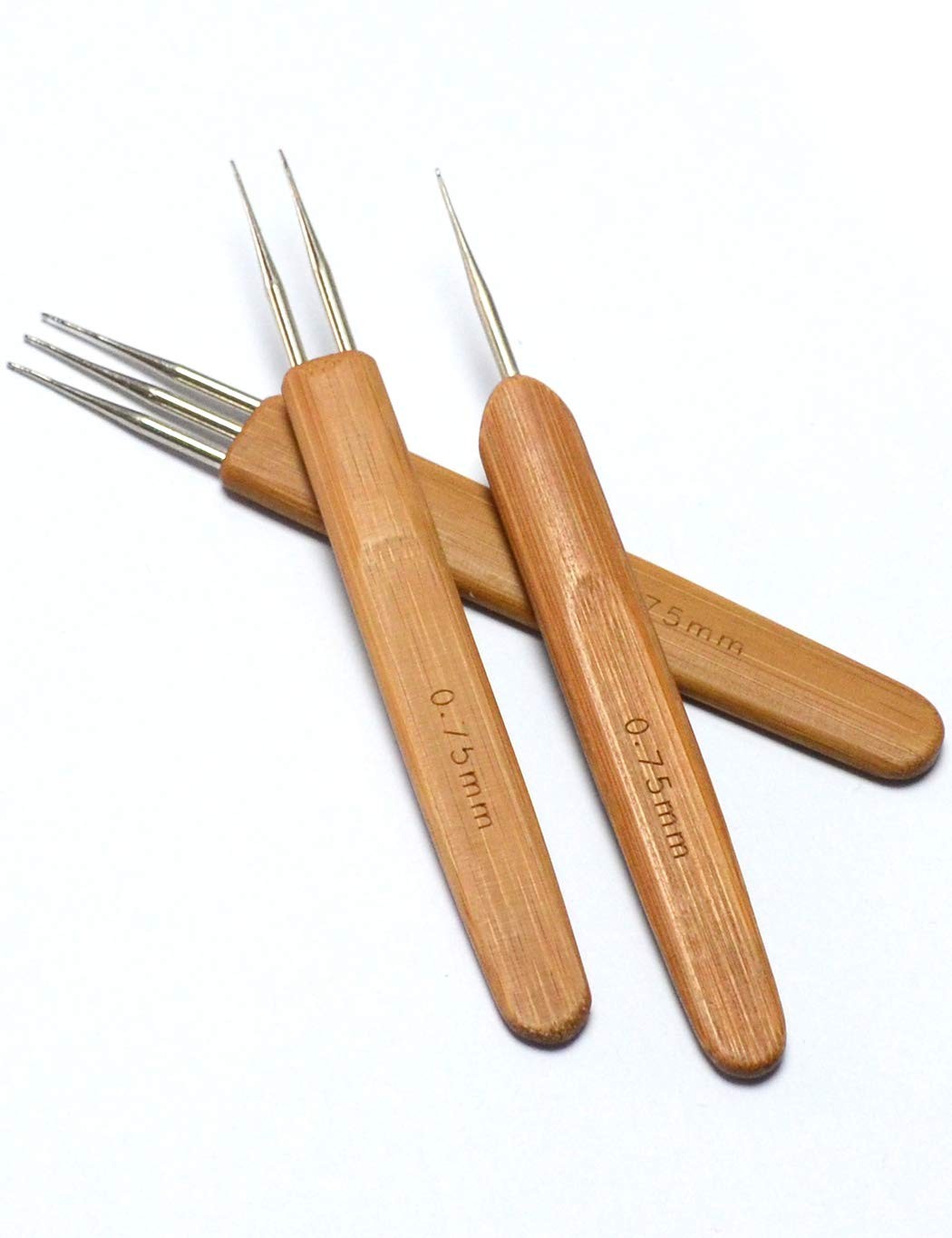 3 Pcs Bamboo Handle Dreadlock Hook Crochet Needle Tool Set Hair Braiding Tool