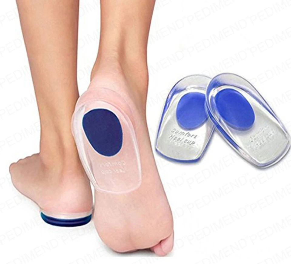 Silicone Gel Heel Cushion Insoles Pain Relief Soft Heel Cups Height Increase